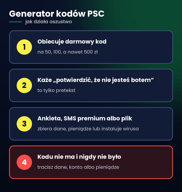 Generator kod&oacute;w PSC &ndash; jak działa oszustwo z darmowym kodem Paysafecard