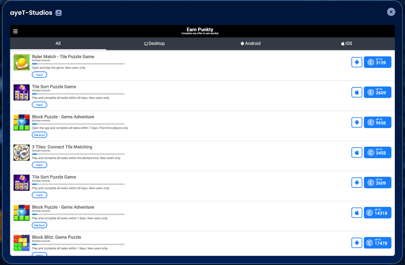 Ściana ofert AyeT Studios na GrynaPlus.pl