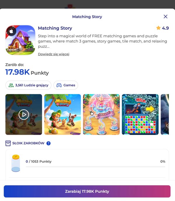 Gry puzzle na telefonie zarabianie &ndash; zadanie Matching Story w GrynaPlus