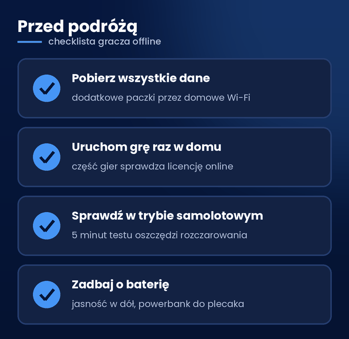 Gry na telefon bez internetu – checklista przed podróżą